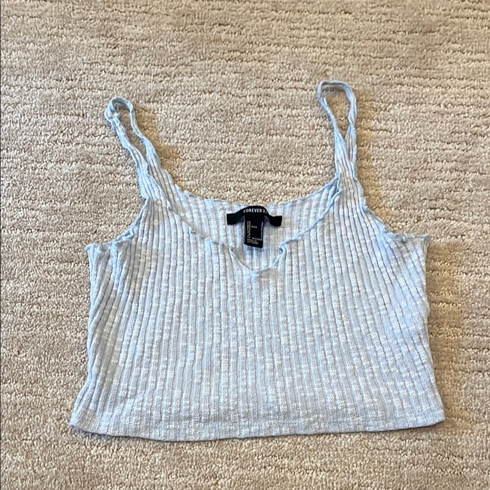 Light Blue Ribbed Tank Top